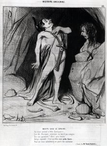 رسم كاريكاتوري لـ Honore Daumier عن أوديب وأبو الهول ، في "" Charivari ، 12 ديسمبر بواسطة الشرف دومييه