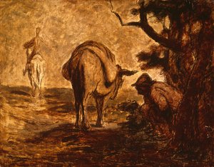 دون كيشوت وسانشو بانزا يريح نفسه ، ج. 1855 بواسطة الشرف دومييه
