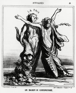 أوروبا والسلام: قبلة خاصة. توضيح d'Honore Daumier (1808-1879) ، نُشر في الأخبار ، "Charivari" ، بتاريخ 1 أبريل بواسطة الشرف دومييه