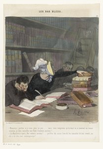 شخصيات خلف طاولة قراءة في مكتبة عامة Les Bas Bleus (عنوان المسلسل على الكائن) بواسطة أوبيرت وسي.