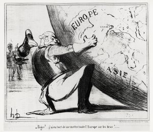 ألمانيا: كبيرة! ... كنت مخطئًا في وضع كل أوروبا بين يدي. توضيح d'Honore Daumier (1808-1879) ، نُشر في الأخبار ، "Charivari" ، بتاريخ 25 يناير بواسطة الشرف دومييه