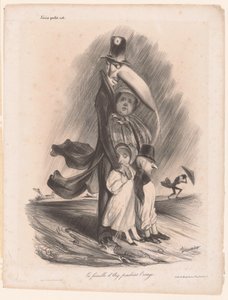 الوزير دارجوت يحمي عائلته بأنفه من هطول الأمطار La famille d