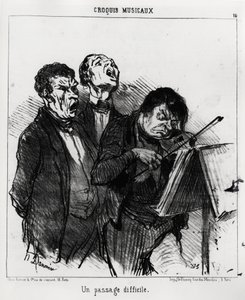 اسكتشات موسيقية: ممر صعب. إيضاح هونور دومير (1808-1879) ، نُشر في الأخبار في "" Charivari "، بتاريخ ٥ مارس ١٨٥٢. بواسطة الشرف دومييه