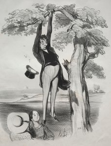 الرعويات ، اللوحة 2: مخاطر هز شجرة البرقوق بقوة شديدة ... ، 1845. بواسطة الشرف دومييه