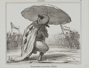 مظلة في وضع صعب، لوحة 119 من Actualités بواسطة أونوريه فيكتورين دومييه