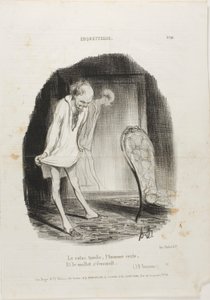 سقوط الثوب وبقاء الرجل واهتزاز الساقين (J.B. Rousseau)، لوحة 10 من كوكيتيري بواسطة أونوريه فيكتورين دومييه