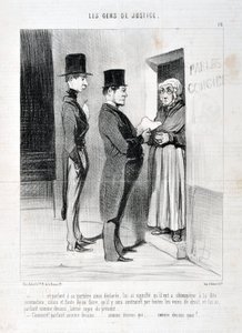 عمل فني من قبل هونور دومير (1808-1879). يعود تاريخ Charivari إلى عام 1845: Serie LES PEANS DE JUSTICE "" -... والتحدث عند باب منزله أعلن ذلك ، عنى له أنه يجب عليه الانصياع للجمع المذكور ، وإلا وإذا فشل في القيام بذلك ، فسيضطر بواسطة الشرف دومييه