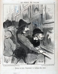عمل فني من قبل هونور دومير (1808-1879). يعود تاريخ Charivari إلى عام 1852: Serie LE PUBLIC DU SALON - "" فنانون يفحصون لوحة منافس "MUSEE DES BEAUX ARTS - PALAIS LONGCHAMP ، MARSEILLE بواسطة الشرف دومييه