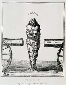 تاريخ عهد: فرنسا في حركة كماشة بين باريس 1851 وسيدان 1870 - مطبوعة حجرية بواسطة Honore Daumier نُشرت في "" Le Charivari "، sd. حوالي عام 1871 بواسطة الشرف دومييه