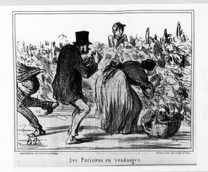 الرسومات الباريسية: الباريسيون في الحصاد - بقلم دومير ، في "" Charivari "من 02/10/1857 بواسطة الشرف دومييه