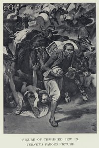 Figure of terrified Jew in Vernets famous picture - supposedly a depiction of Baron James Rothschild (b/w photo)