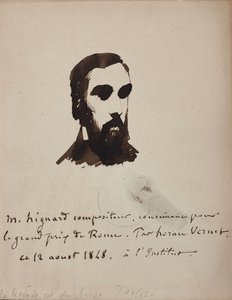 صورة للمؤلف الموسيقي أريستيد هيغنارد 1822-1898 ، 1848. بواسطة إميل جان هوراس فيرنيه