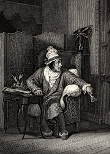 مشهد من The Imaginary Invalid by Moliere ، بواسطة Horace Vernet ، نقش - Le Malad imaginaire بواسطة Jean-Baptiste Poquelin dit Moliere (1622-1673) بواسطة إميل جان هوراس فيرنيه