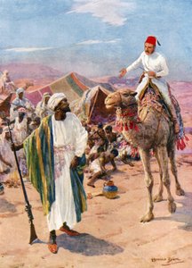 ركب جوردون وحده وغير مسلح إلى معسكر النخاس (لون ليثو)