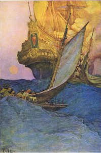 هجوم على جاليون ، من كتاب Howard Pyles of Pirates Book الذي نشره Harper & Bros ، 1921