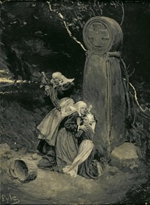فلاحون بريتون عند صليب جانبي ، من "عفو سانت آن دي أوراي" بقلم ويليام بيري نورثروب ، الذي نُشر في مجلة سكريبنر ، سبتمبر 1901 (زيت على قماش) بواسطة هوارد بايل