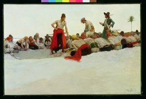 لذلك تم تقسيم الكنز ، من "مصير بلدة الكنز" بقلم هوارد بايل ، الذي نُشر في مجلة هاربر الشهرية ، ديسمبر 1905 (زيت على قماش) بواسطة هوارد بايل