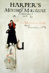 قطعة ذيل لـ "الصندوق الغامض" بقلم هوارد بايل ، نُشرت في مجلة هاربر الشهرية ، ديسمبر 1908 (قلم حبر وألوان مائية على ورق) بواسطة هوارد بايل