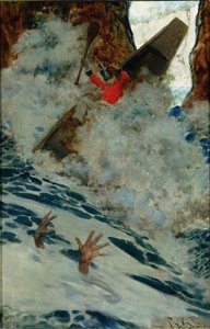 ذهبت معه مع القارب مع اندفاع ، من "سندباد أون بوراتور" ، بقلم آرثر كويلر-كوتش (1863-1944) ، نُشر في مجلة سكريبنر ، أغسطس 1902 (زيت على قماش) بواسطة هوارد بايل