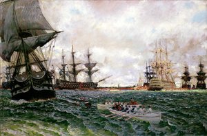إخلاء تشارلستون ، من "قصة الثورة" بقلم هنري كابوت لودج (1850-1924) ، نُشر في مجلة سكريبنر ، سبتمبر 1898 (زيت على قماش) بواسطة هوارد بايل