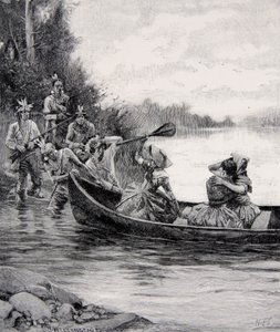 القبض على إليزابيث وفرانسيس جالواي ، نشرت في مجلة هاربر ، يونيو 1887 بواسطة هوارد بايل