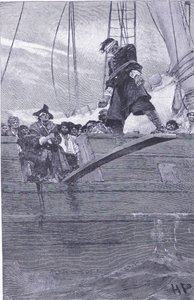 المشي على اللوح الخشبي ، من كتاب Howard Pyles of Pirates الذي نشره Harper & Bros ، 1921 بواسطة هوارد بايل
