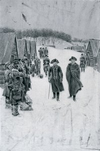 واشنطن و Steuben في Valley Forge ، توضيح من "عام واشنطن" بقلم وودرو ويلسون ، حانة. في مجلة هاربر ، يوليو 1896 بواسطة هوارد بايل
