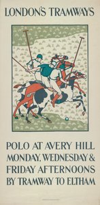 'Polo at Avery Hill' ، ملصق مجلس مقاطعة لندن LCC Tramways ، 1923 بواسطة هوارد سبير