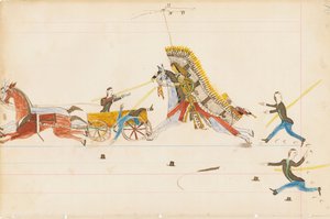 جنود عواء الذئب المقاتلين ، 1874-1875 (قلم ، حبر ، مرحاض على ورق دفتر الأستاذ)