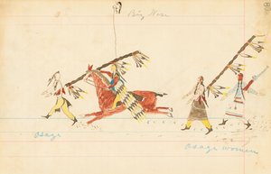 Osage ، Big Nose ، Osage Women ، 1874-75 (قلم ، حبر مع مرحاض على ورق دفتر الأستاذ)