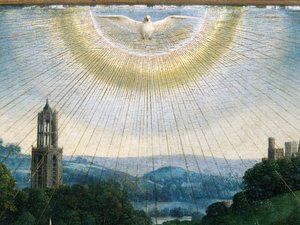 تفاصيل من عبادة الحمل الصوفي ، من مذبح غينت بواسطة Hubert & Jan van (1390 1441) Eyck