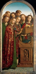 غناء الملائكة ، من الجناح الأيسر لمذبح غينت بواسطة Hubert & Jan van (1390 1441) Eyck