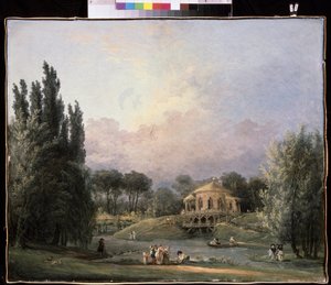 في حديقة. لوحة لهوبير روبرت (1733-1808) ، زيت على قماش ، حوالي 1770-1780 ، فن فرنسي. متحف الدولة أرخانجيلسكوي العقارية ، موسكو. بواسطة هوبير روبرت