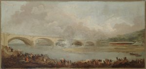 Le décintrement du pont de Neuilly, le 22 septembre 1772, بين عامي 1772 و1775 (زيت) بواسطة هوبير روبرت