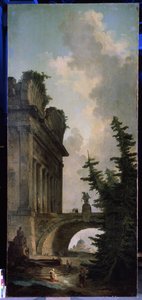 الجسر القديم. لوحة لهوبير روبرت (1733-1808) ، زيت على قماش بواسطة هوبير روبرت