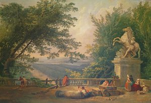 أطلال الشرفة في حديقة عام 1780 (زيت على قماش) بواسطة هوبير روبرت