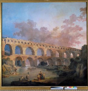 منظر لجسر دو جارد رسم هوبرت روبرت (1733-1808) شمس القرن الثامن عشر. 2،42x2،42 م - منظر لبونت دو جارد (فرنسا). اللوحة التي رسمها هوبرت روبرت (1733-1808) بواسطة هوبير روبرت