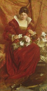سيدة ترتب الزهور بواسطة Hubert von Herkomer