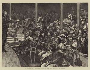 رسم تخطيطي في حفل موسيقي للفقراء الإيطاليين في لندن بواسطة Hubert von Herkomer