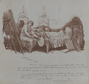 دعوة لحضور عشاء مفيد من Hubert von Herkomer إلى Thomas Agnew ، 1877-1878. بواسطة Hubert von Herkomer