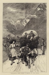 العودة من العمل ، رسم تخطيطي في التيرول بواسطة Hubert von Herkomer