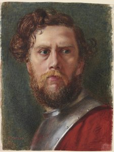 دراسة الرأس (ألوان مائية وألوان الجسم على الورق) بواسطة Hubert von Herkomer