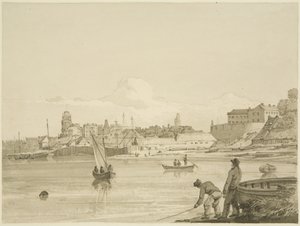 جزء من المرفأ العائم بين Ropewalk و Canon &39;s Marsh ، يُظهر سانت ماري ريدكليف والجزء الخلفي من New Gaol ، 1822 بواسطة هيو أونيل