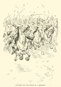 Knocked off his Horse by a Brickbat (engraving) بواسطة هيو طومسون