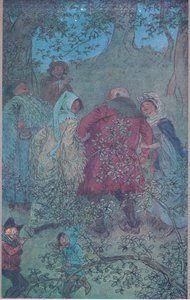 الآن ، السير جون الجيد ، كيف تعيش زوجات وندسور ، رسم توضيحي من The Merry Wives of Windsor ، 1910 بواسطة هيو طومسون