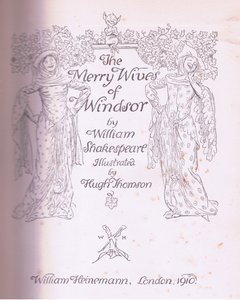 تصميم صفحة العنوان ، توضيح من The Merry Wives of Windsor ، 1910 بواسطة هيو طومسون