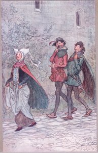 عندما فقدت السيدة بريدجيت مقبض معجبيها ، رسم توضيحي من The Merry Wives of Windsor ، 1910 بواسطة هيو طومسون