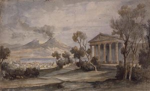 PD.255-1985 فيلا Saliceti ، نابولي بالأسفل وجبل. فيزوف في المسافة بواسطة هيو ويليام ويليامز