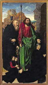 ال Portinari Altarpiece ، سانت توماس وسانت أنتوني الناسك مع Tommaso Portinari وابنين أنطونيو و Pigello ، Left Wing ، c.1479 بواسطة هوغو فان دير جويس