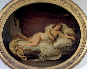 امرأة Couchee لوحة بواسطة Hugues Traval (1728-1785) 1779 Sun. 0.36 × 0.44 م متحف الأبراج للفنون الجميلة بواسطة هوغز ترافال